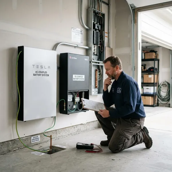 What does grounding do in a battery backup system?