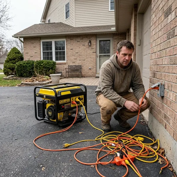 How do you connect a portable generator with a transfer switch?
