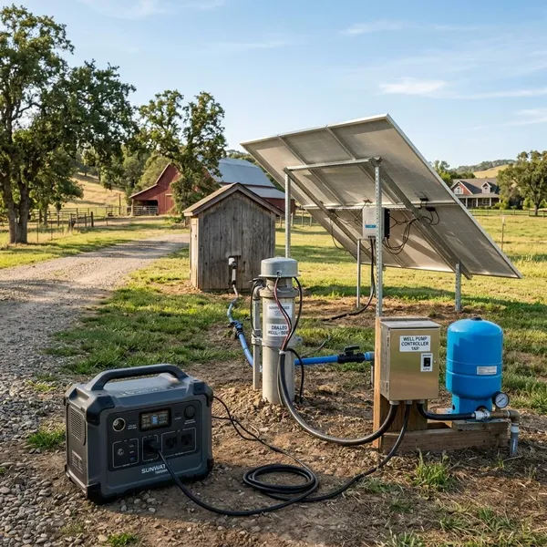 How does a solar generator power a well pump?